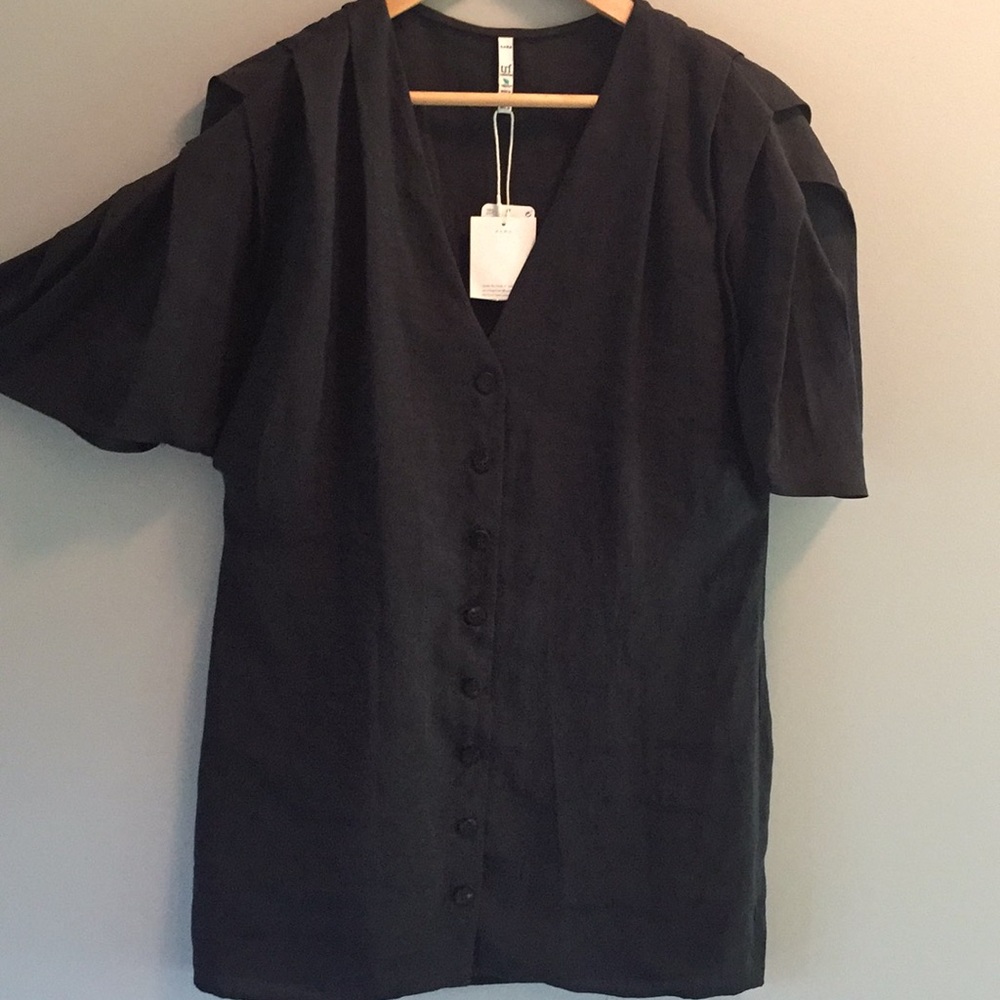 NWT ZARA trf Black Mini Button-Down Shirtdress M